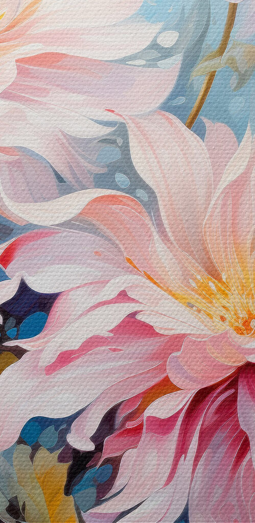 Painting of flowers on a blue background Painting of flowers on a blue background