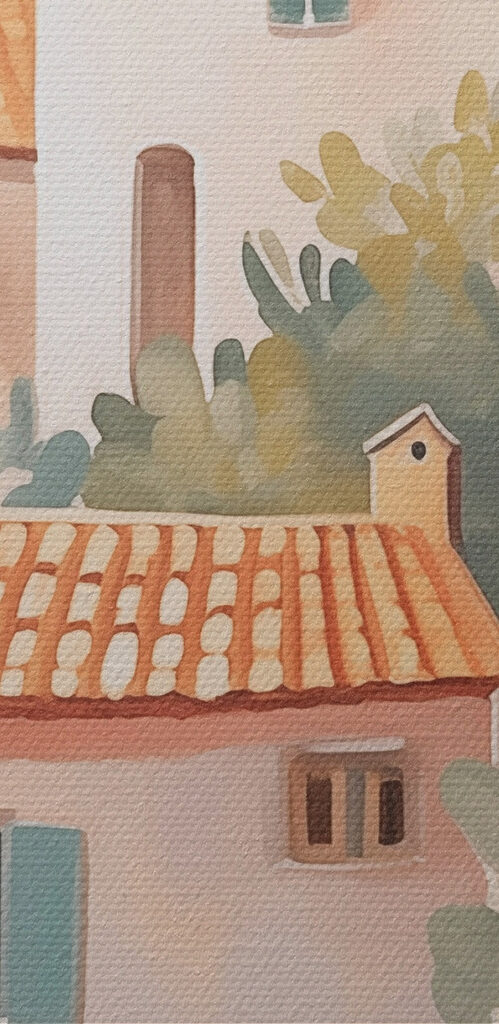 Painting of a group of buildings