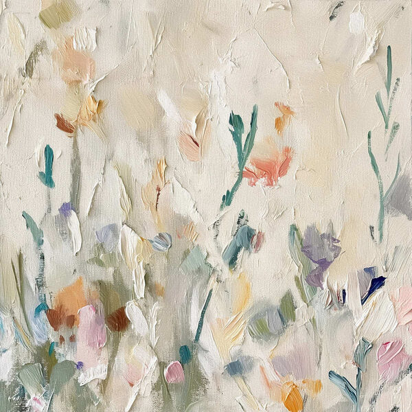 Painting of flowers on a white surface