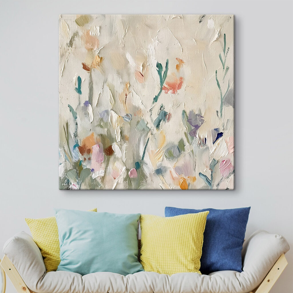 Painting of flowers on a white surface