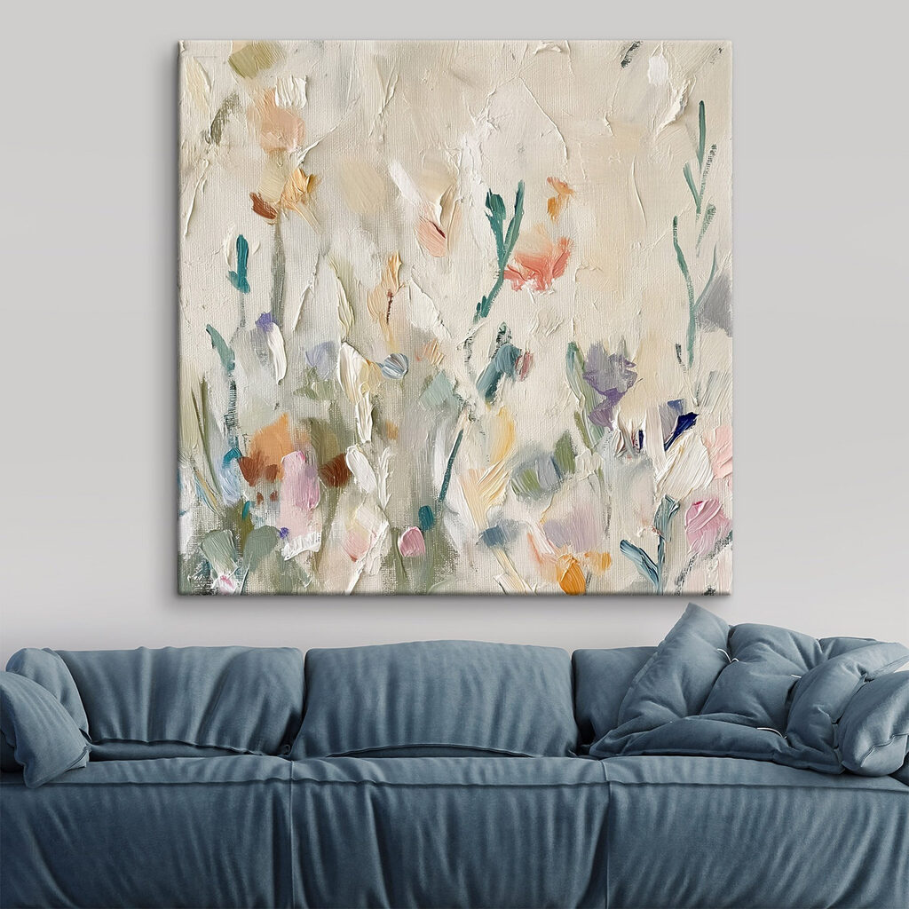Painting of flowers on a white surface