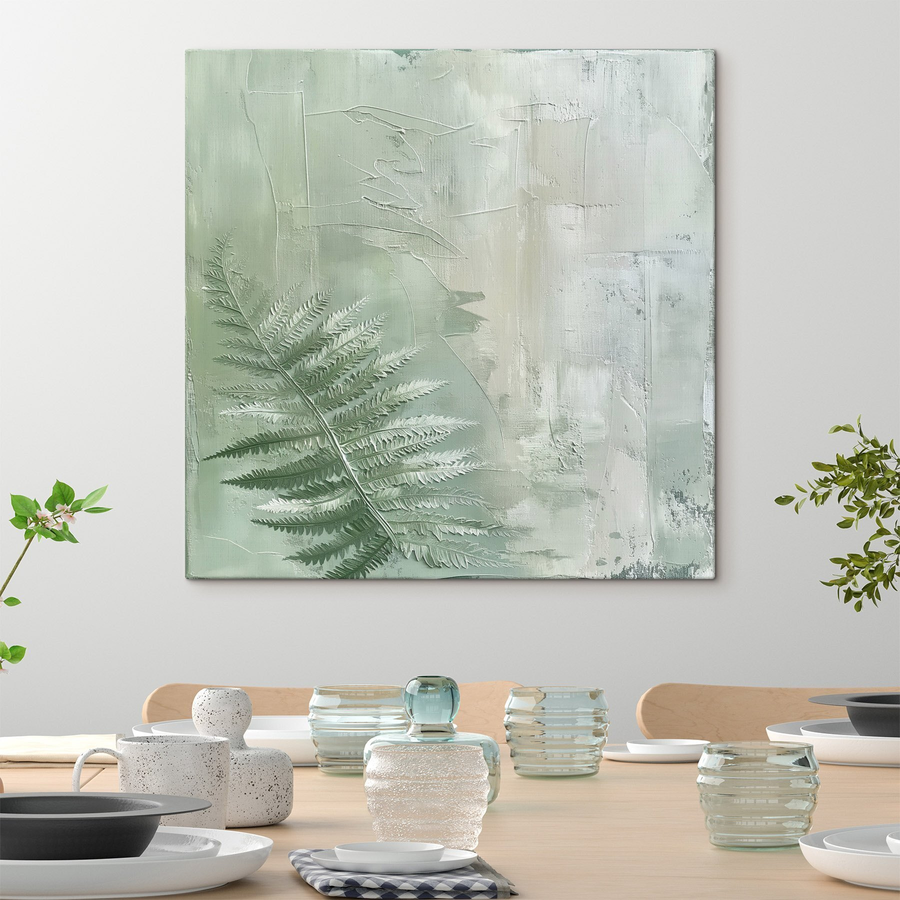 Fern leaf on a glass surface
