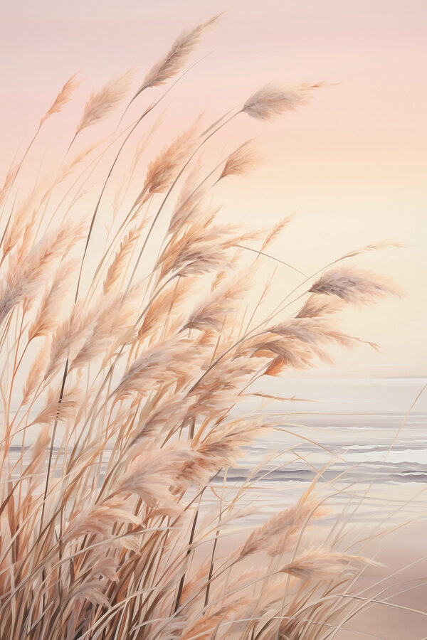 Soft grasses by tranquil waterside