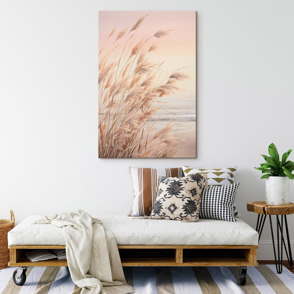 Soft grasses by tranquil waterside