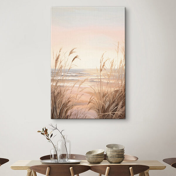 Wandbilder Strand mit hohem Gras und Wasser