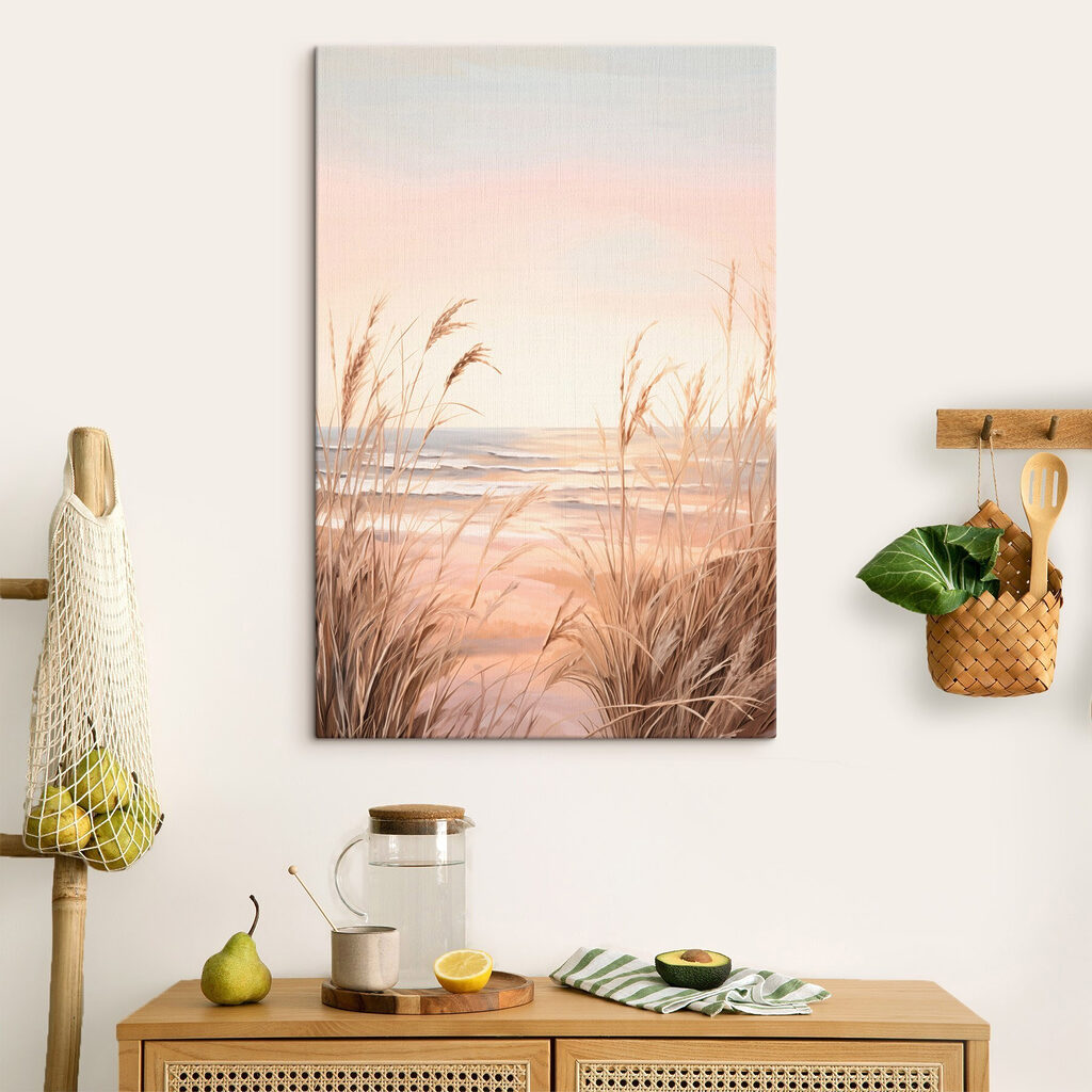 Beach with tall grass and water Beach with tall grass and water
