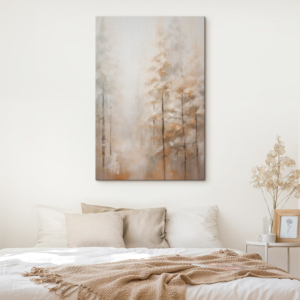 Painting of trees in fog