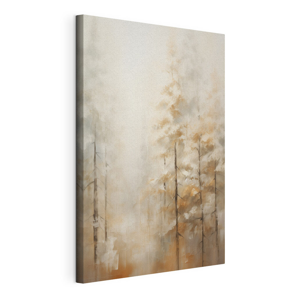 Painting of trees in fog