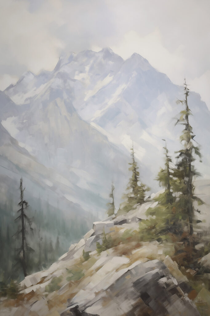 Mountain landscape with trees and mountains