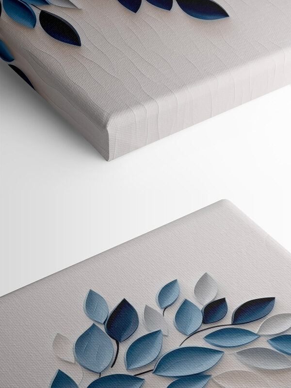 Blue and white leaf art