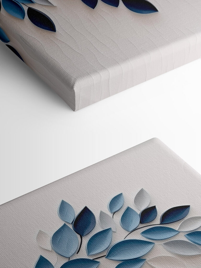 Blue and white leaf art