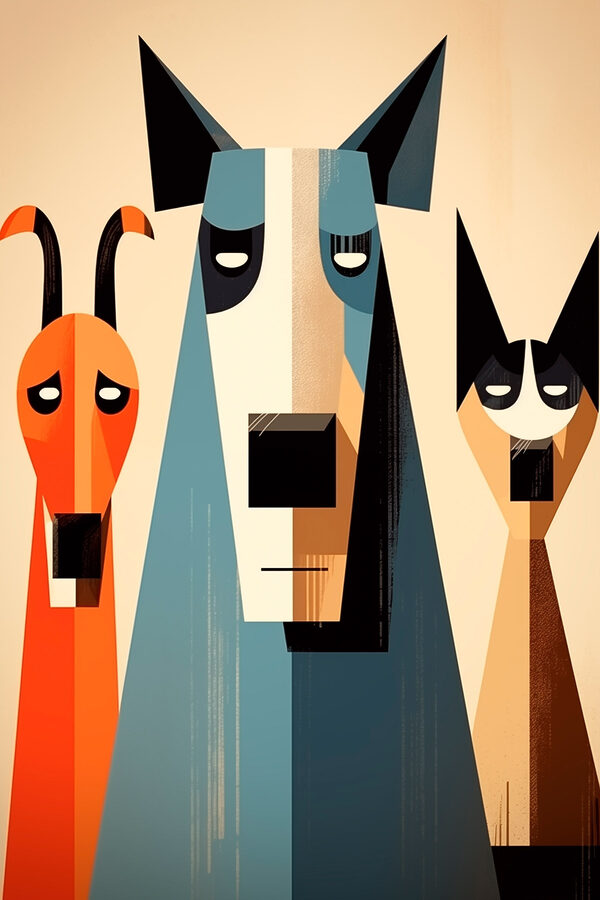 Group of dogs and cats