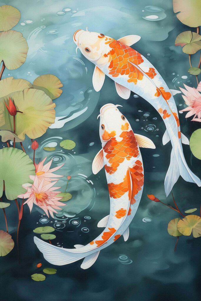 Two fish swimming in water