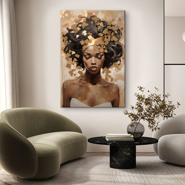 Soft beauty amidst abstract shapes