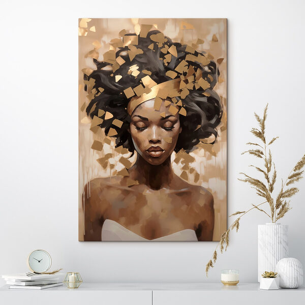 Soft beauty amidst abstract shapes