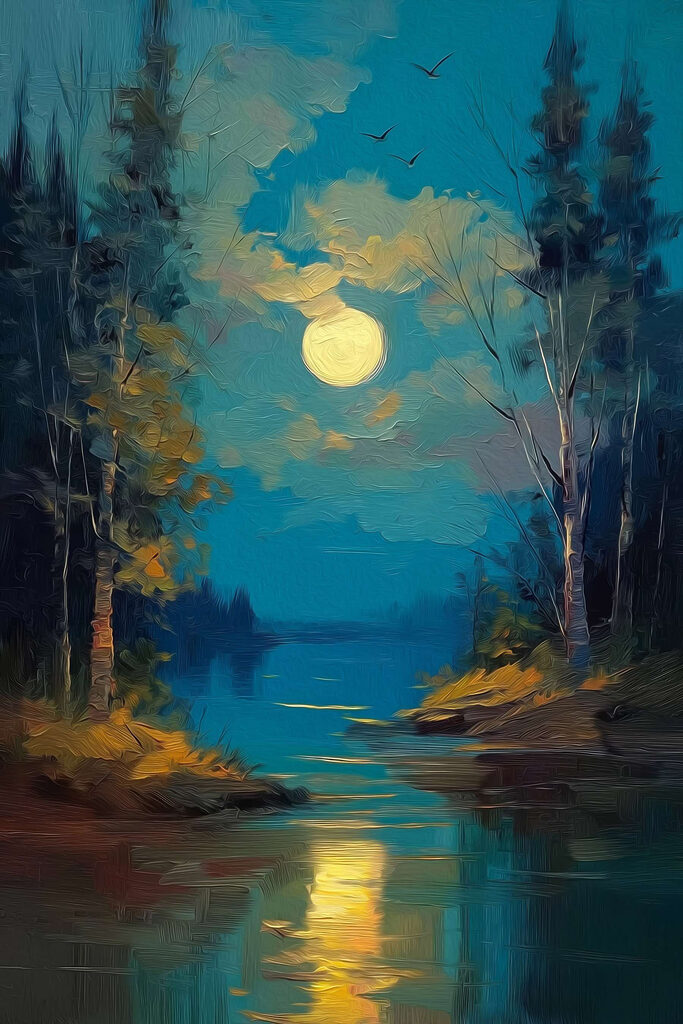 Moon over a river