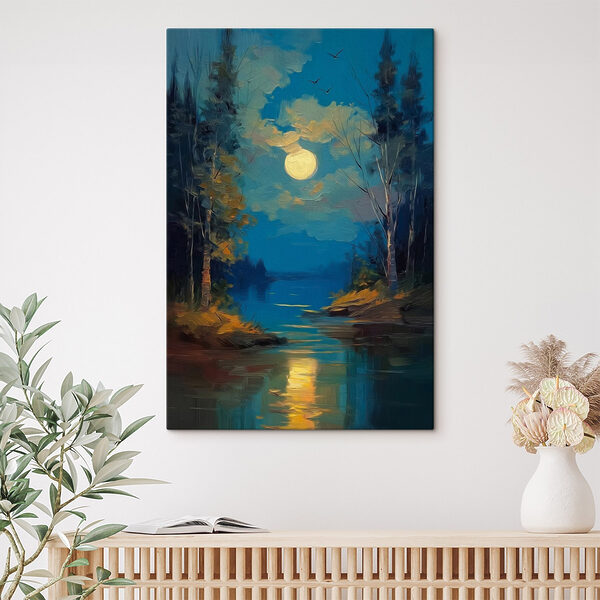 Moon over a river