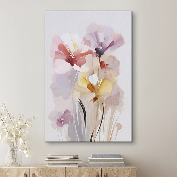 Wandbilder Gemälde mit Blumen auf weißem Hintergrund