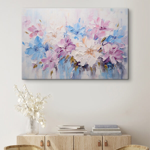Painting of flowers on a white surface