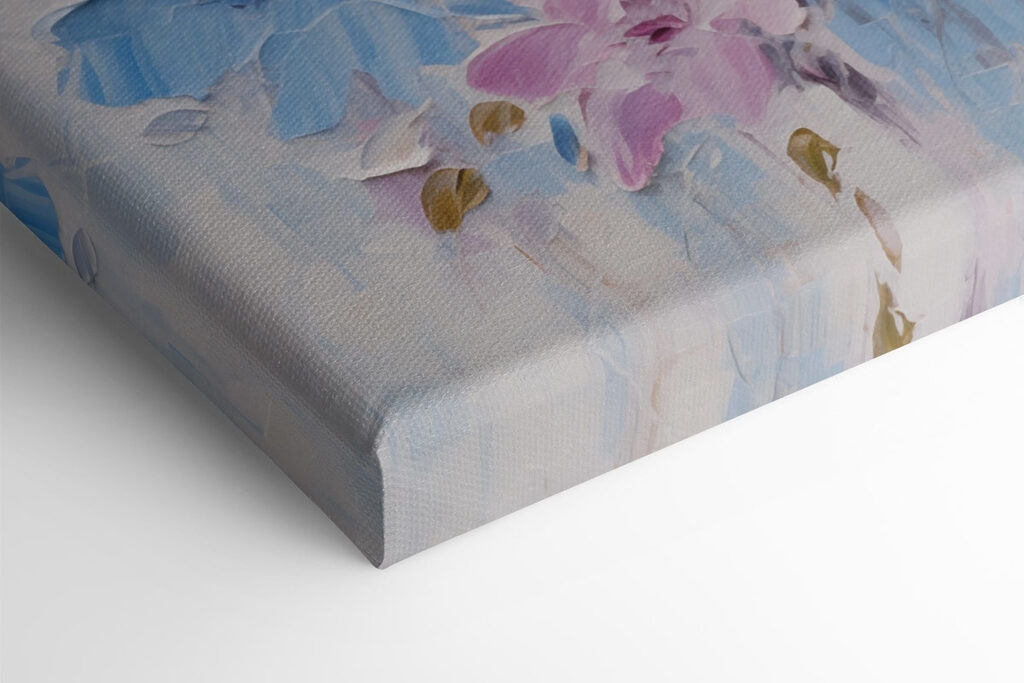 Painting of flowers on a white surface