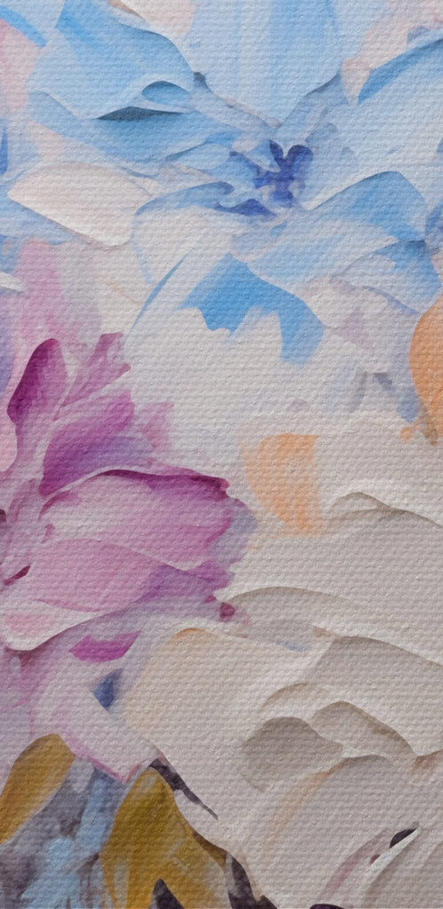 Painting of flowers on a white surface