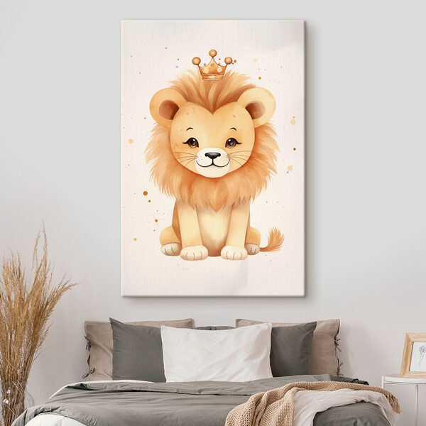 Watercolor of a lion with a crown Watercolor of a lion with a crown