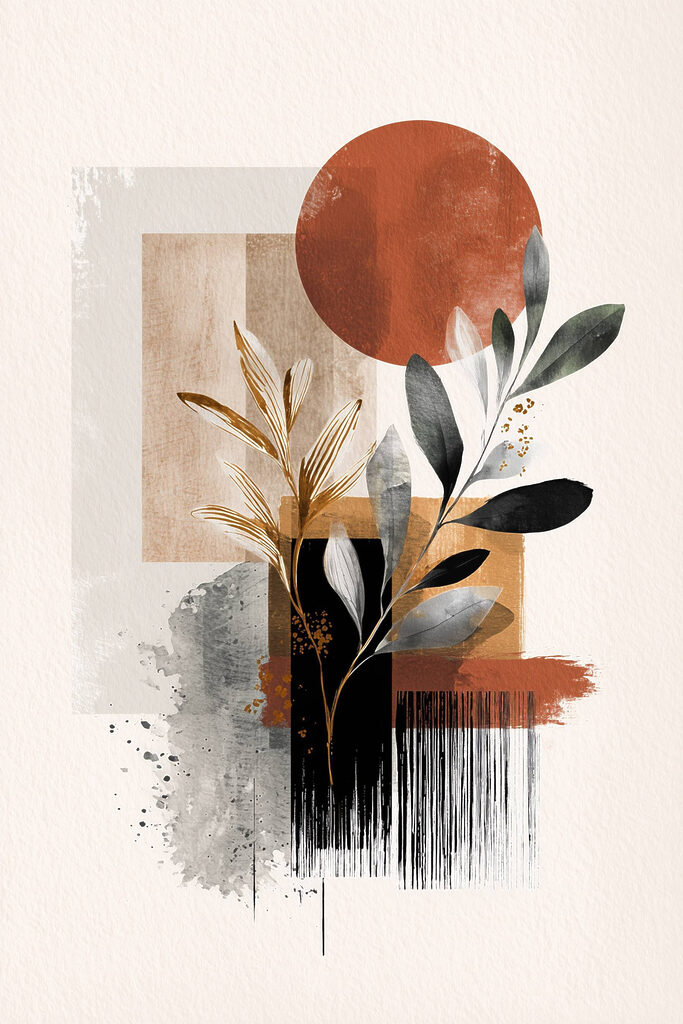 Painting of leaves and circles