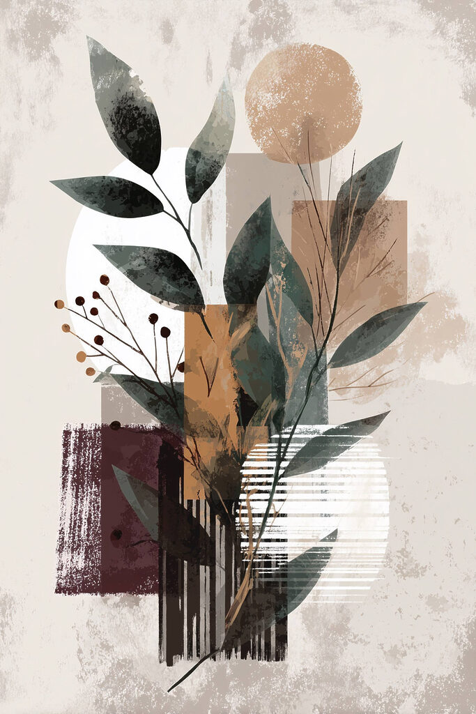 Painting of leaves and flowers Painting of leaves and flowers