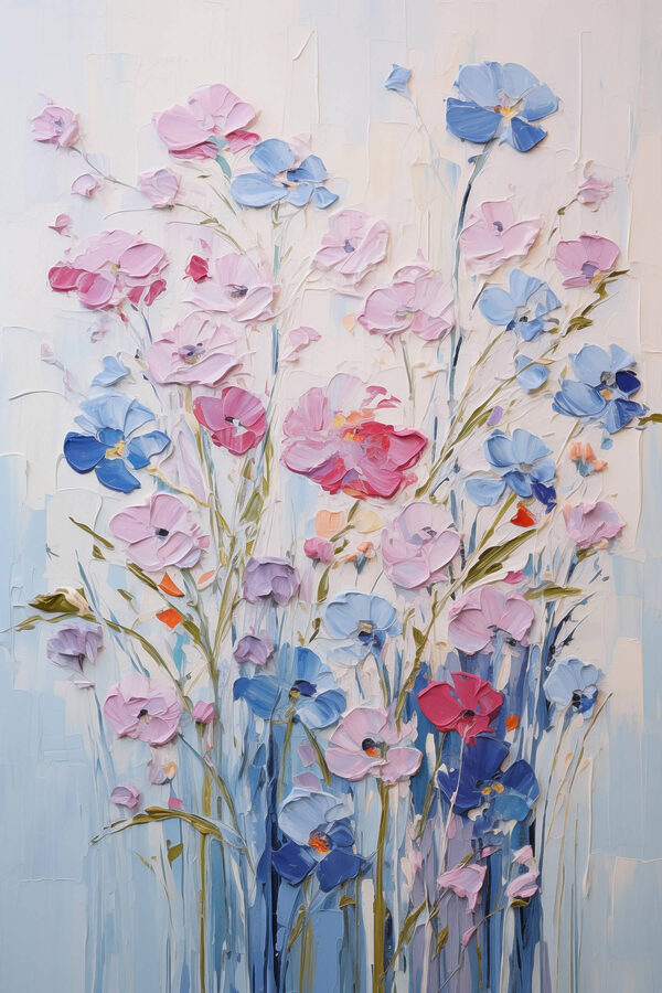 Painting of flowers on a white surface