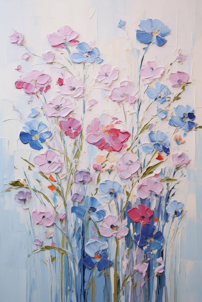 Painting of flowers on a white surface