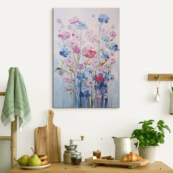 Painting of flowers on a white surface