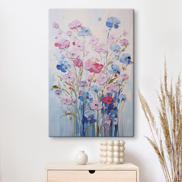Painting of flowers on a white surface