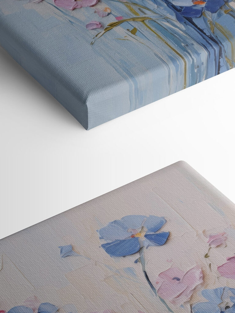 Painting of flowers on a white surface