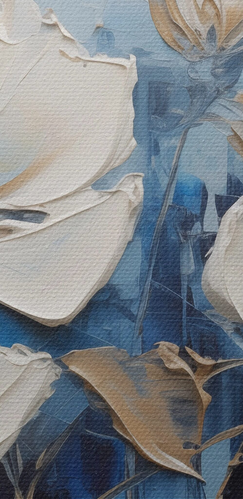 Painting of flowers on a blue background