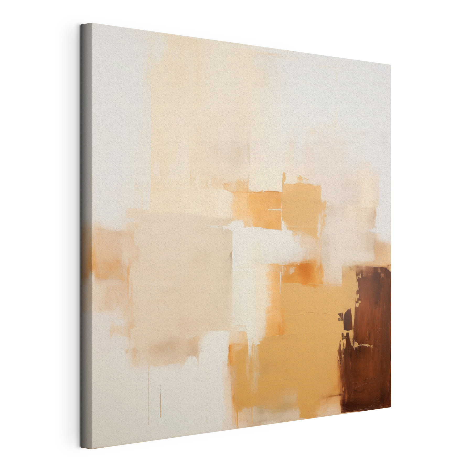 Painting of a white wall with brown squares