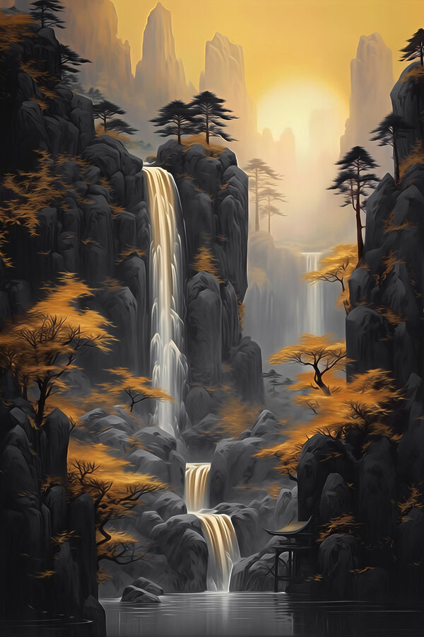 Waterfall in a rocky area