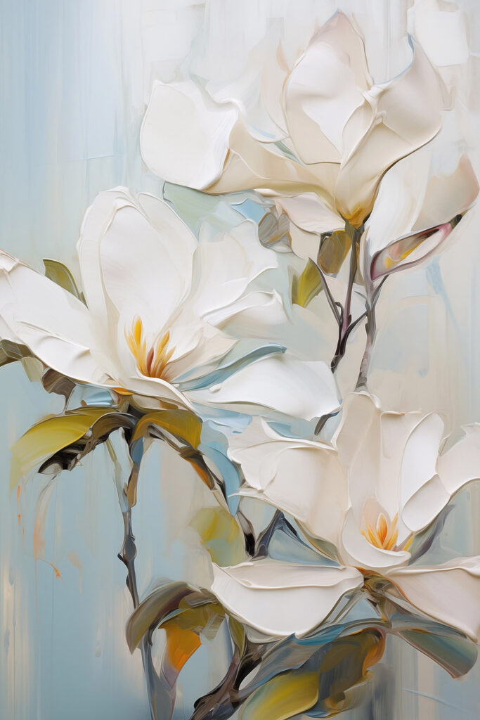 Painting of white flowers Painting of white flowers