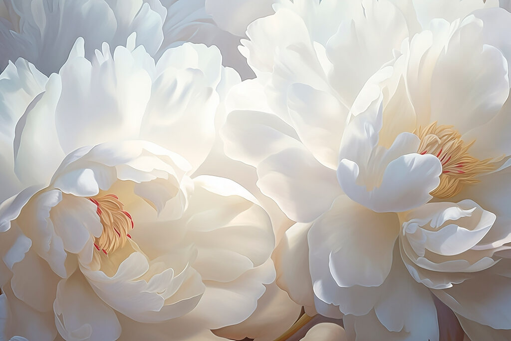 Delicate blooms embrace soft tranquility Delicate blooms embrace soft tranquility