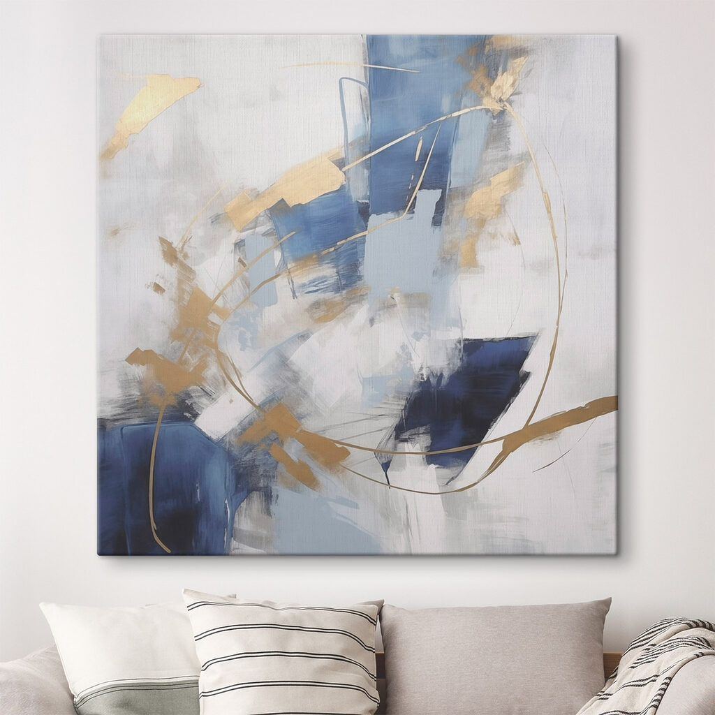 Gemälde einer blau-weißen Wand Gemälde einer blau-weißen Wand