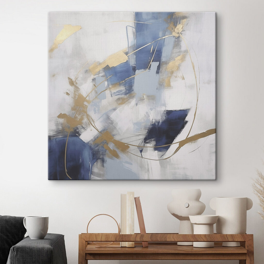 Gemälde einer blau-weißen Wand Gemälde einer blau-weißen Wand