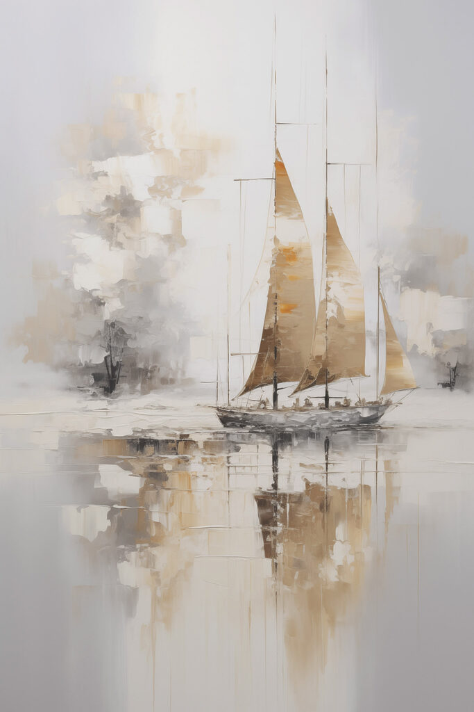 Painting of a sailboat in the water Painting of a sailboat in the water