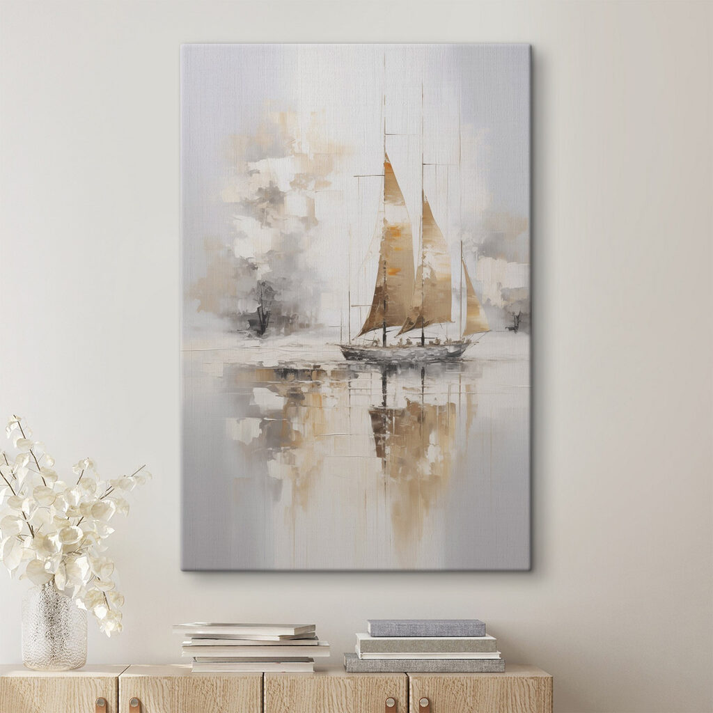 Painting of a sailboat in the water Painting of a sailboat in the water