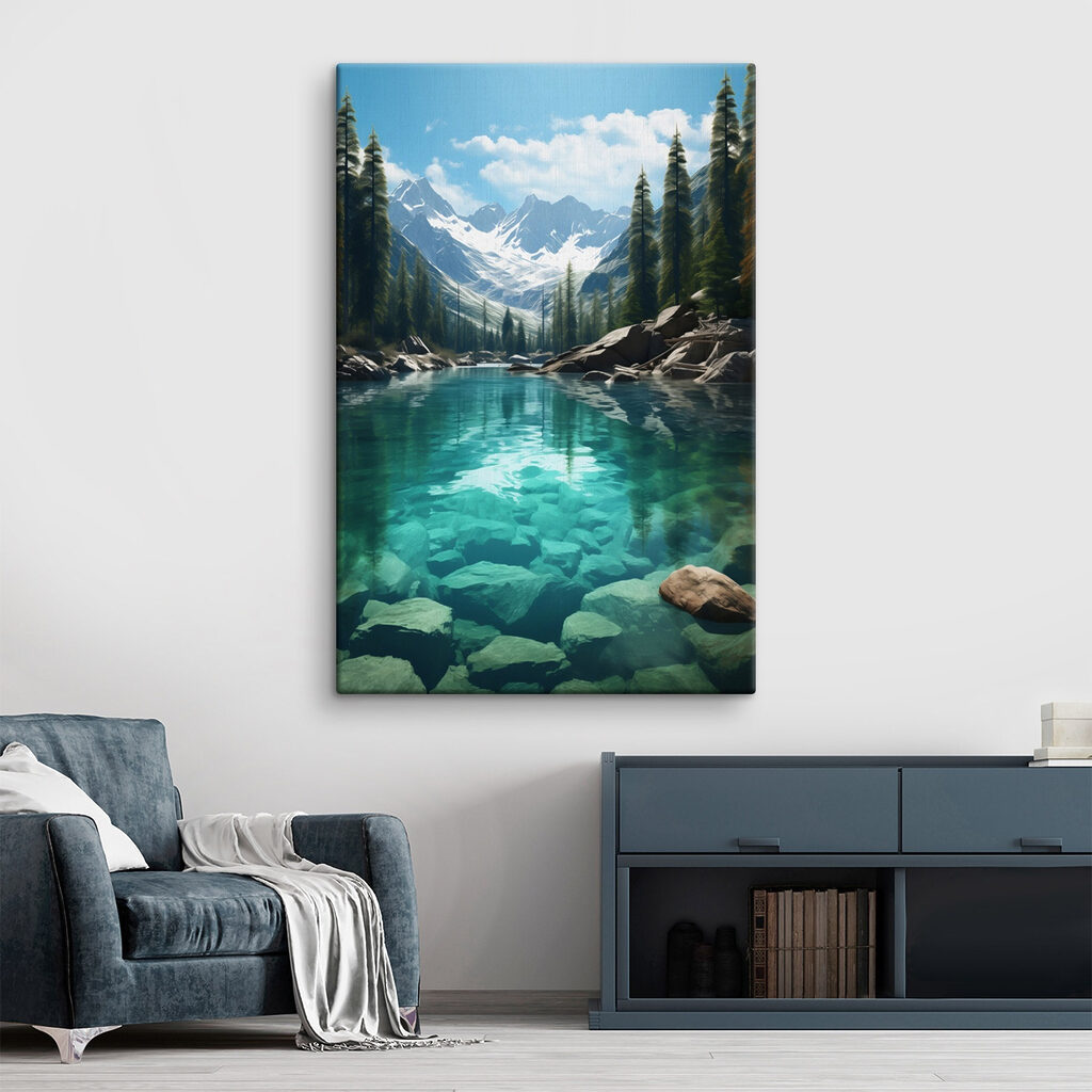 Mountain lake with trees and rocks Mountain lake with trees and rocks
