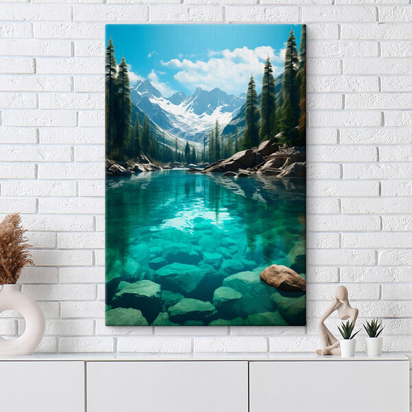 Mountain lake with trees and rocks Mountain lake with trees and rocks
