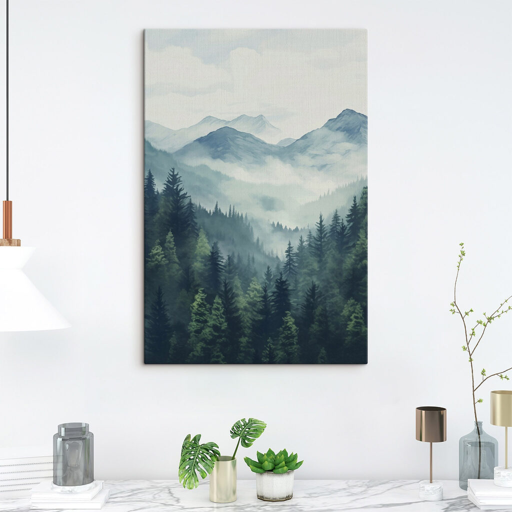 Landscape of mountains and trees Landscape of mountains and trees