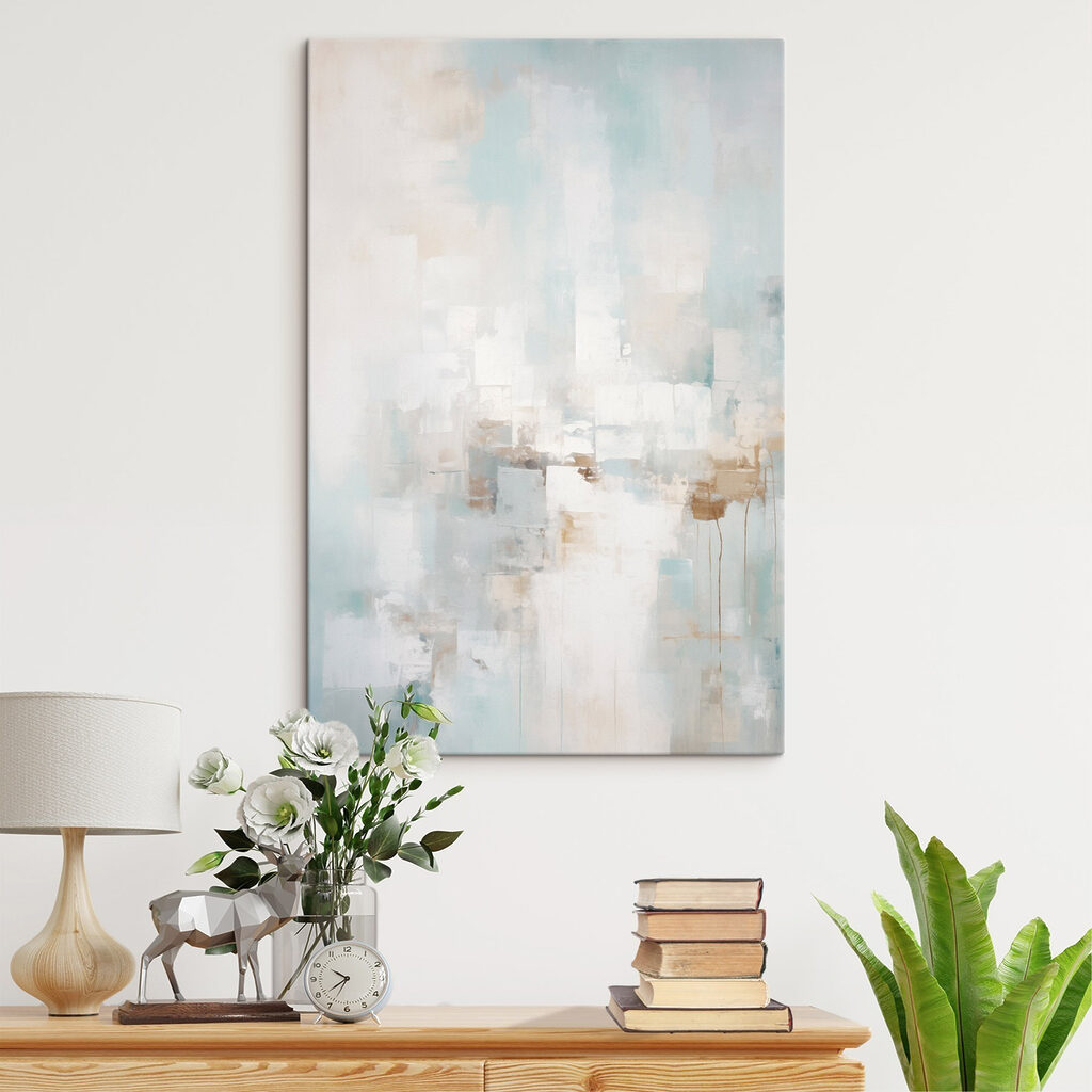 Painting of a white and blue background Painting of a white and blue background