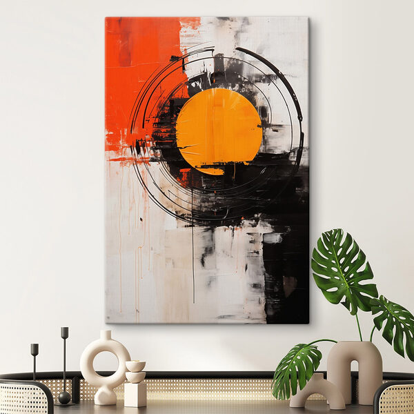 Painting of a circle with a yellow circle in the middle Painting of a circle with a yellow circle in the middle