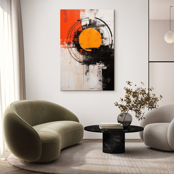 Painting of a circle with a yellow circle in the middle Painting of a circle with a yellow circle in the middle