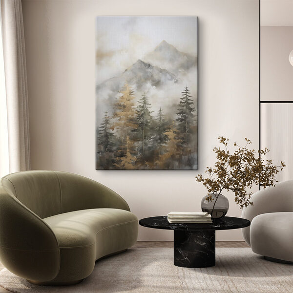 Painting of trees and mountains Painting of trees and mountains