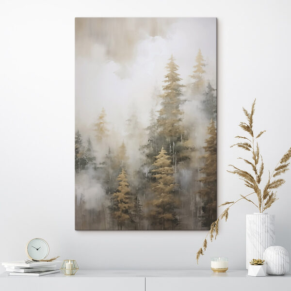 Foggy forest with trees